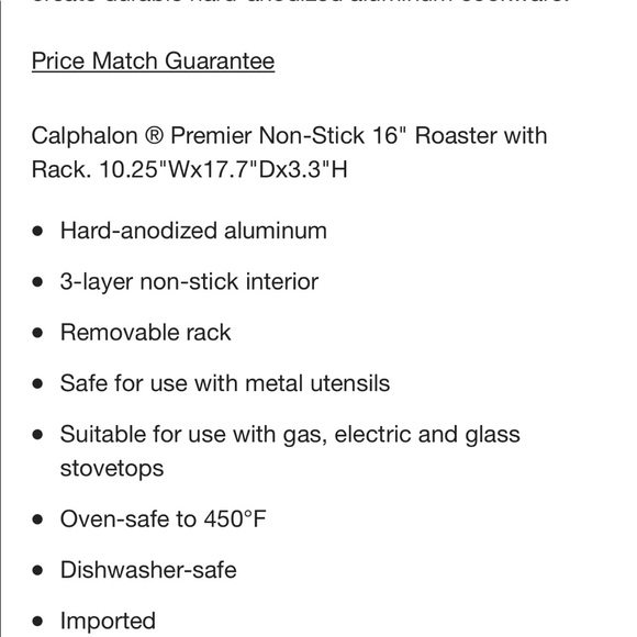 Crate & Barrel Calphalon Non Stick Roasting Pan - Perfect Condition 🍳 - Picture 6 of 14